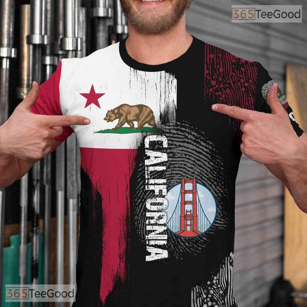 California State Black Novelty Graphic 3D Printed Casual Unisex Tee Shirt Styles