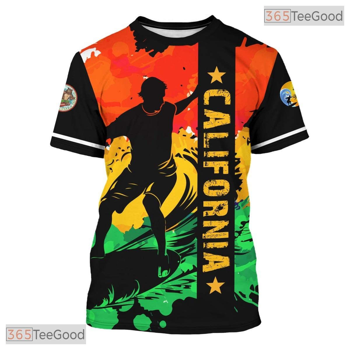 California State Orange Novelty Graphic 3D Printed Casual Unisex Tee Shirt Tops