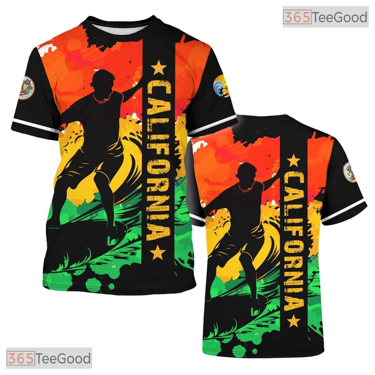 California State Orange Novelty Graphic 3D Printed Casual Unisex Tee Shirt Tops
