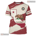 California State Red Novelty Graphic 3D Printed Casual Unisex Short Sleeve T-Shirt