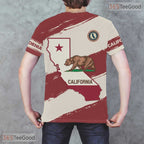 California State Red Novelty Graphic 3D Printed Casual Unisex Short Sleeve T-Shirt