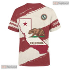California State Red Novelty Graphic 3D Printed Casual Unisex Short Sleeve T-Shirt