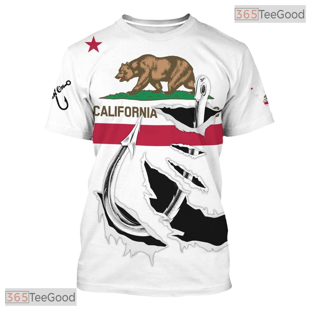California State White Novelty Graphic 3D Printed Casual Unisex Tee Shirt Styles
