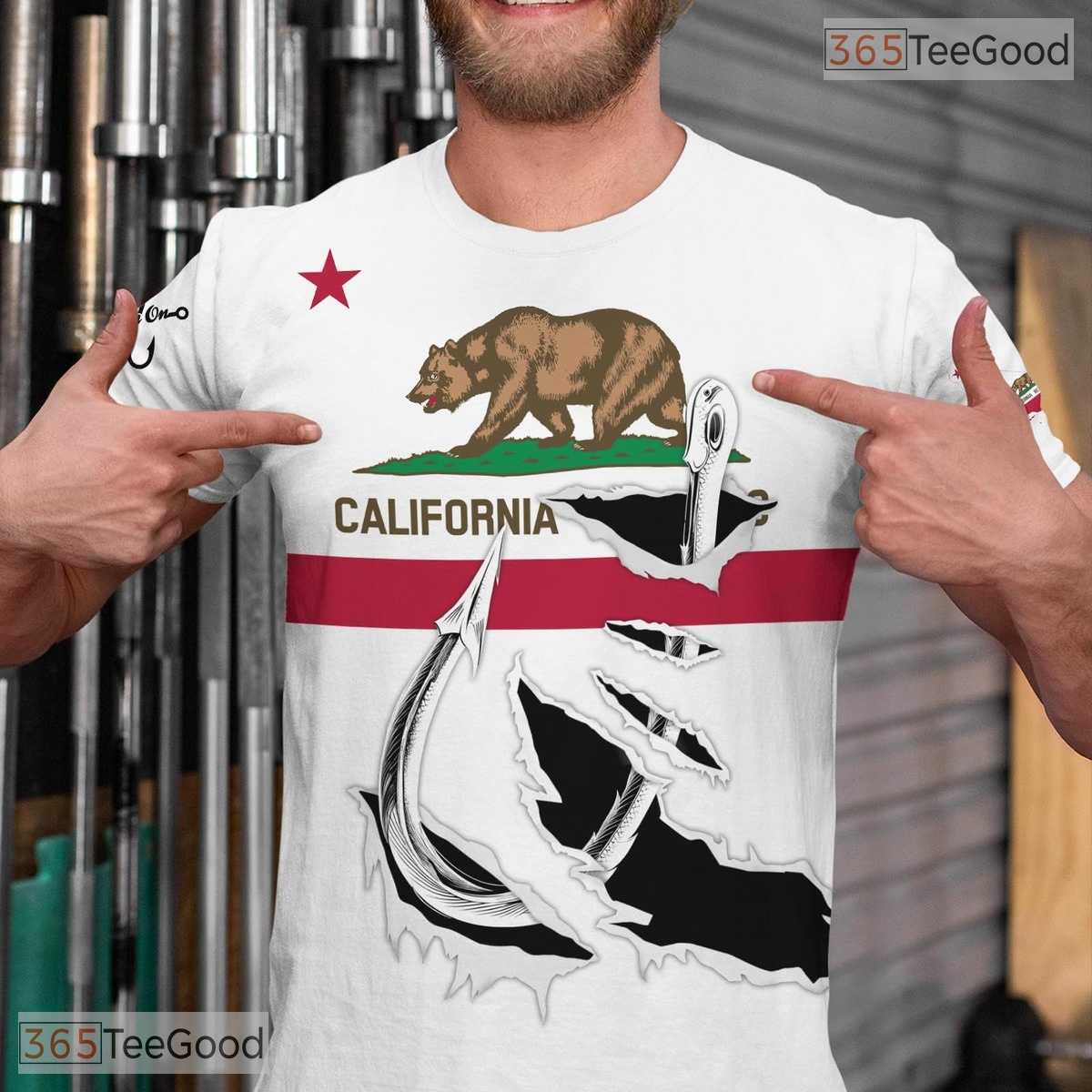 California State White Novelty Graphic 3D Printed Casual Unisex Tee Shirt Styles