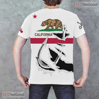 California State White Novelty Graphic 3D Printed Casual Unisex Tee Shirt Styles
