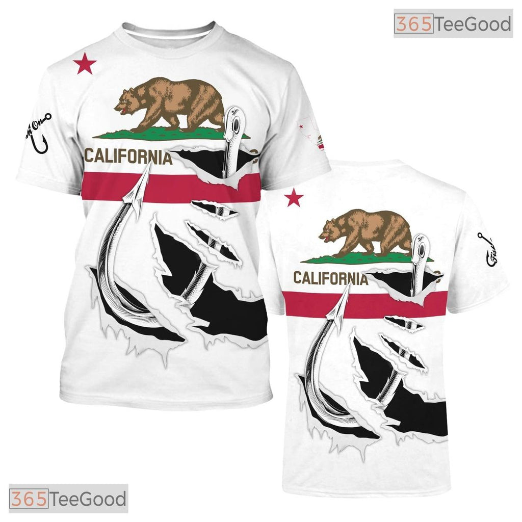 California State White Novelty Graphic 3D Printed Casual Unisex Tee Shirt Styles