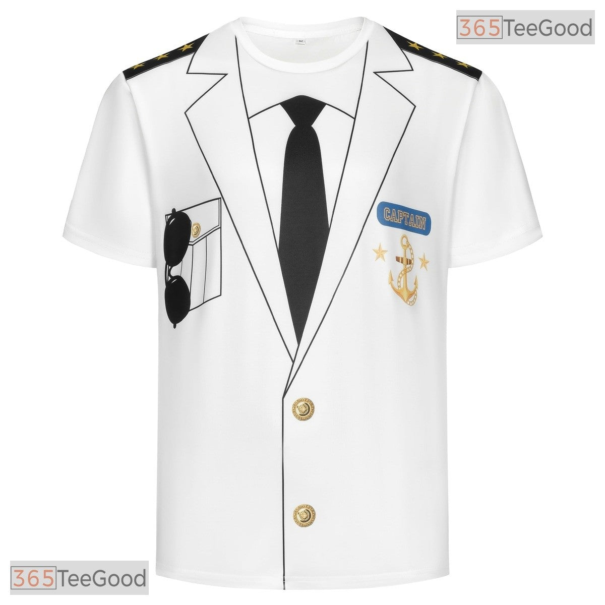 White Captain Sailor Uniform Costume Novelty 3D Printed Casual Unisex T-Shirt Styles