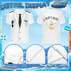 White Captain Sailor Uniform Costume Novelty 3D Printed Casual Unisex T-Shirt Styles