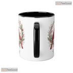 Cardinal Couple Together Winter Wreath Design Nature Lover Colorful Ceramic Accent Mug