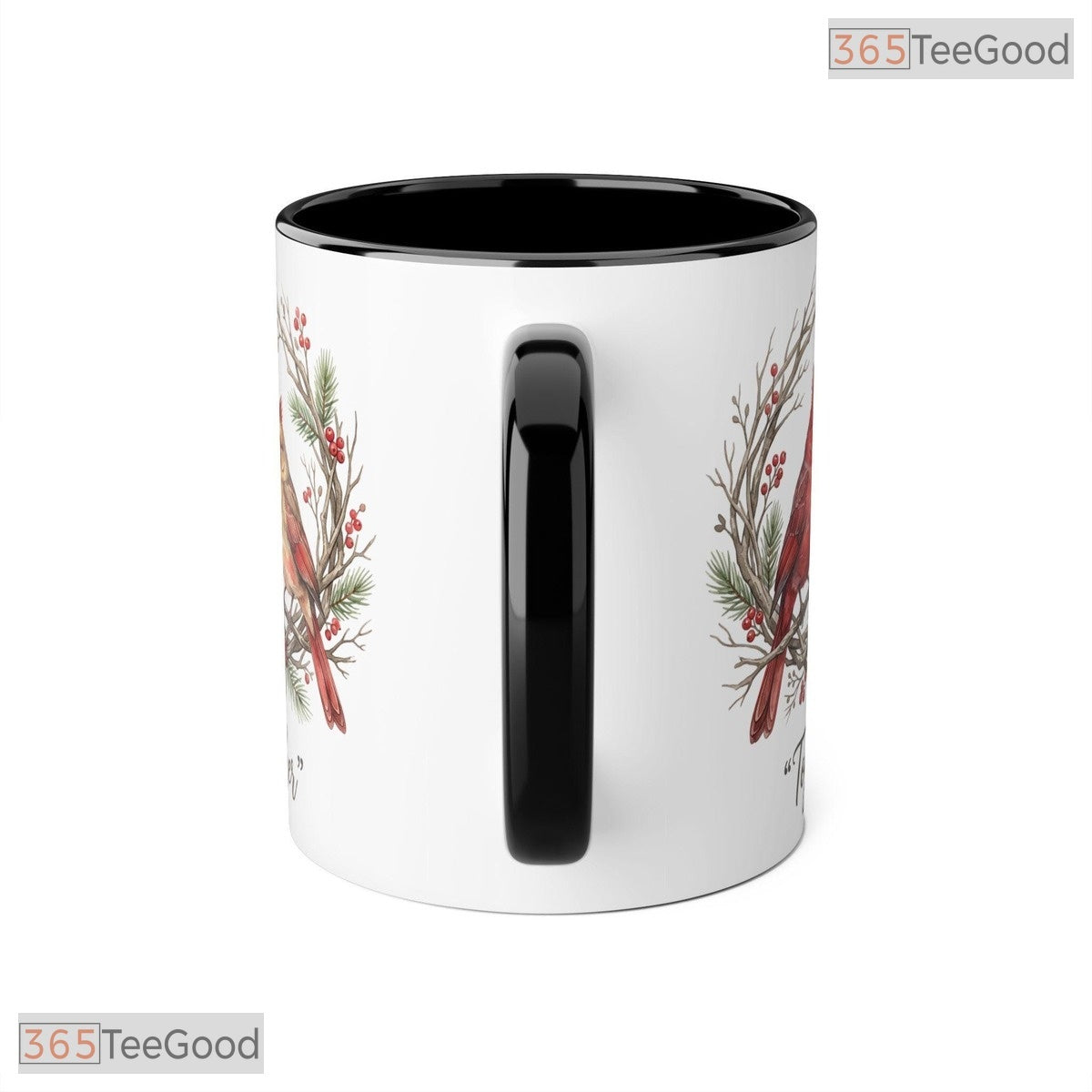 Cardinal Couple Together Winter Wreath Design Nature Lover Colorful Ceramic Accent Mug