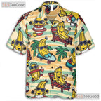 Cartoon Tropical Banana Pattern Aloha Beachwear Hawaiian Tee Unisex Summer Top
