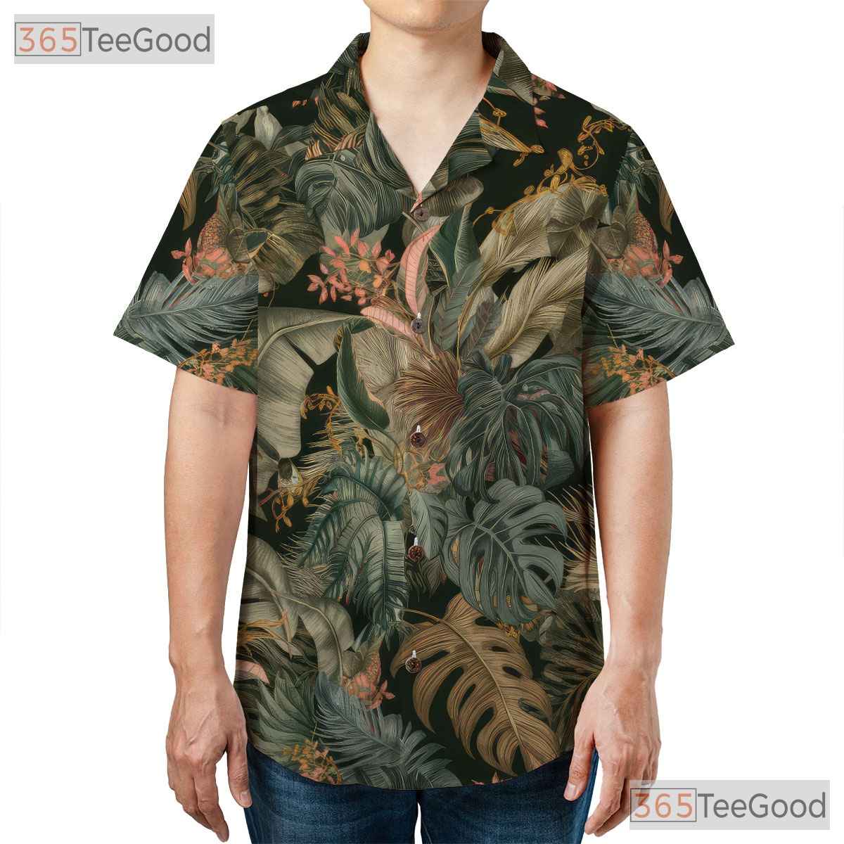Casual Tropical Palm Leaf Hawaiian Shirt Unisex Summer Top Luau Beachwear