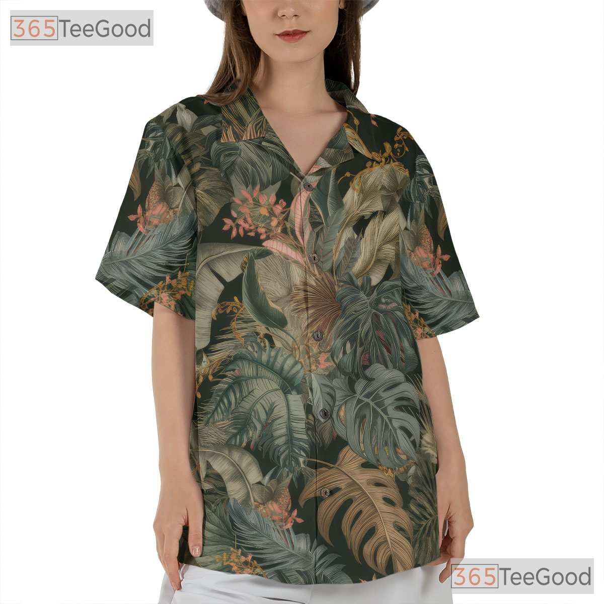 Casual Tropical Palm Leaf Hawaiian Shirt Unisex Summer Top Luau Beachwear
