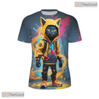 Cute Cat Urban Graffiti Art Pattern 3D Printed Casual Unisex Short Sleeve Tee