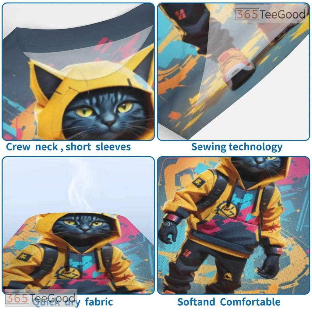 Cute Cat Urban Graffiti Art Pattern 3D Printed Casual Unisex Short Sleeve Tee
