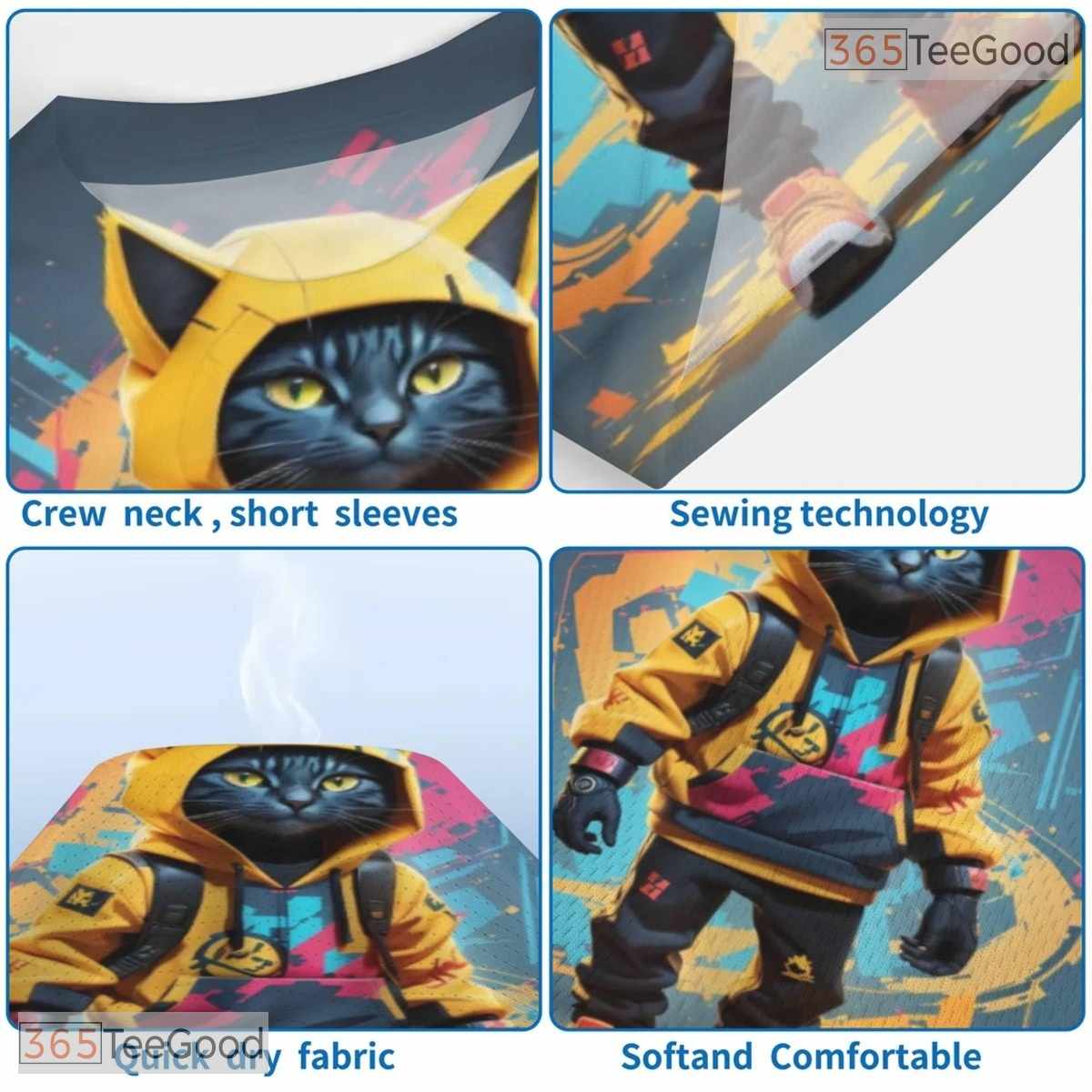 Cute Cat Urban Graffiti Art Pattern 3D Printed Casual Unisex Short Sleeve Tee