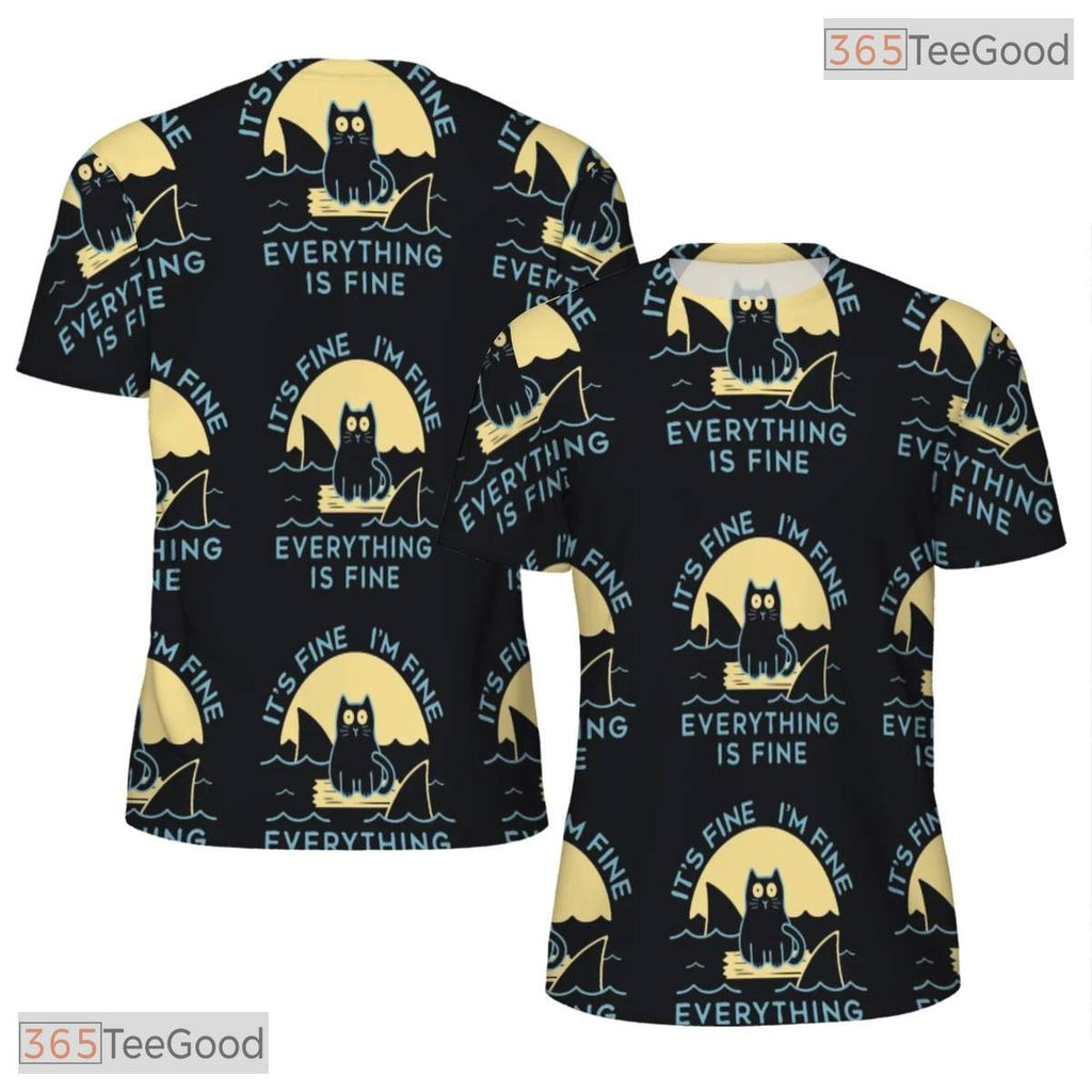 Funny Cat Letters Graphic Pattern 3D Printed Casual Short Sleeve Unisex Tee Top