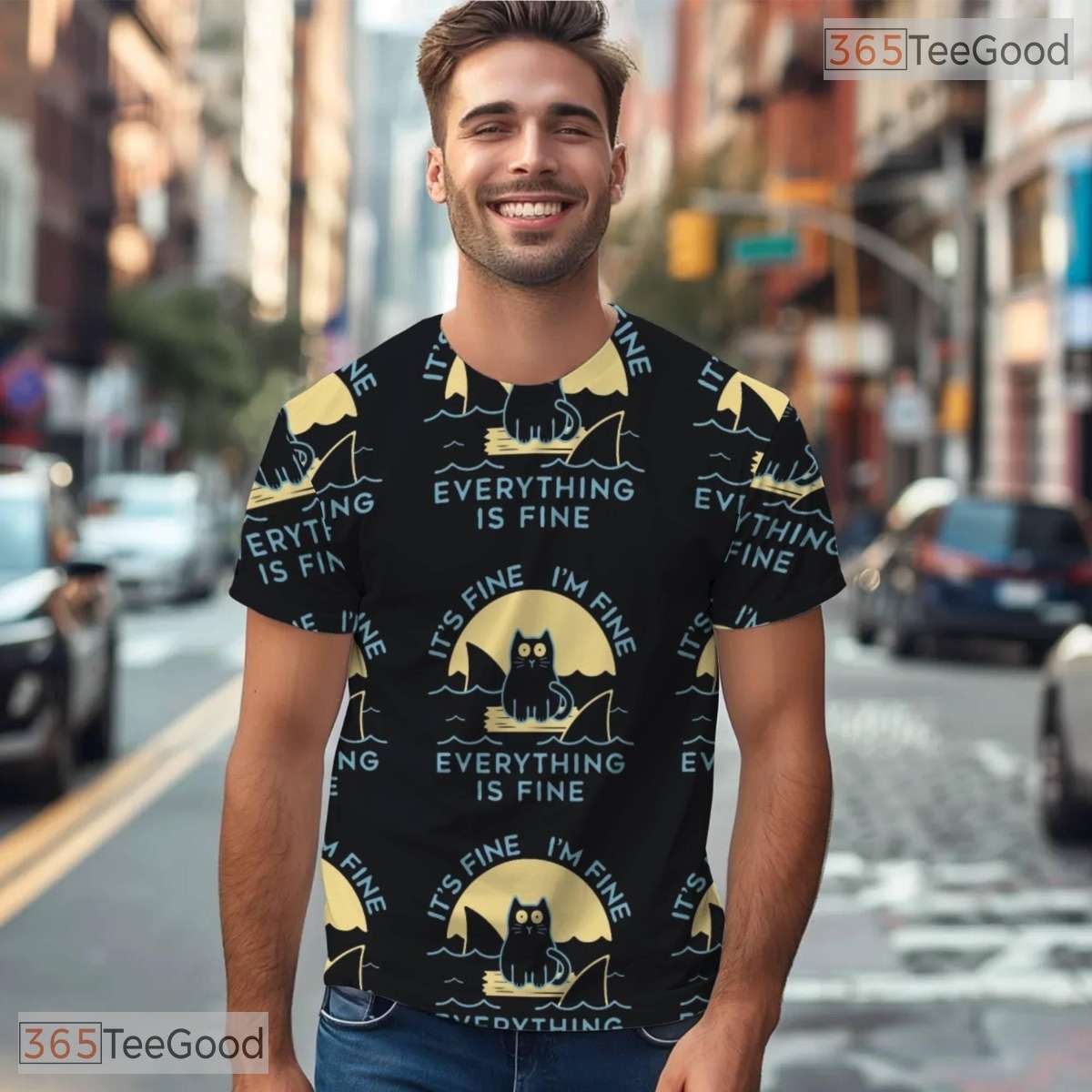 Funny Cat Letters Graphic Pattern 3D Printed Casual Short Sleeve Unisex Tee Top