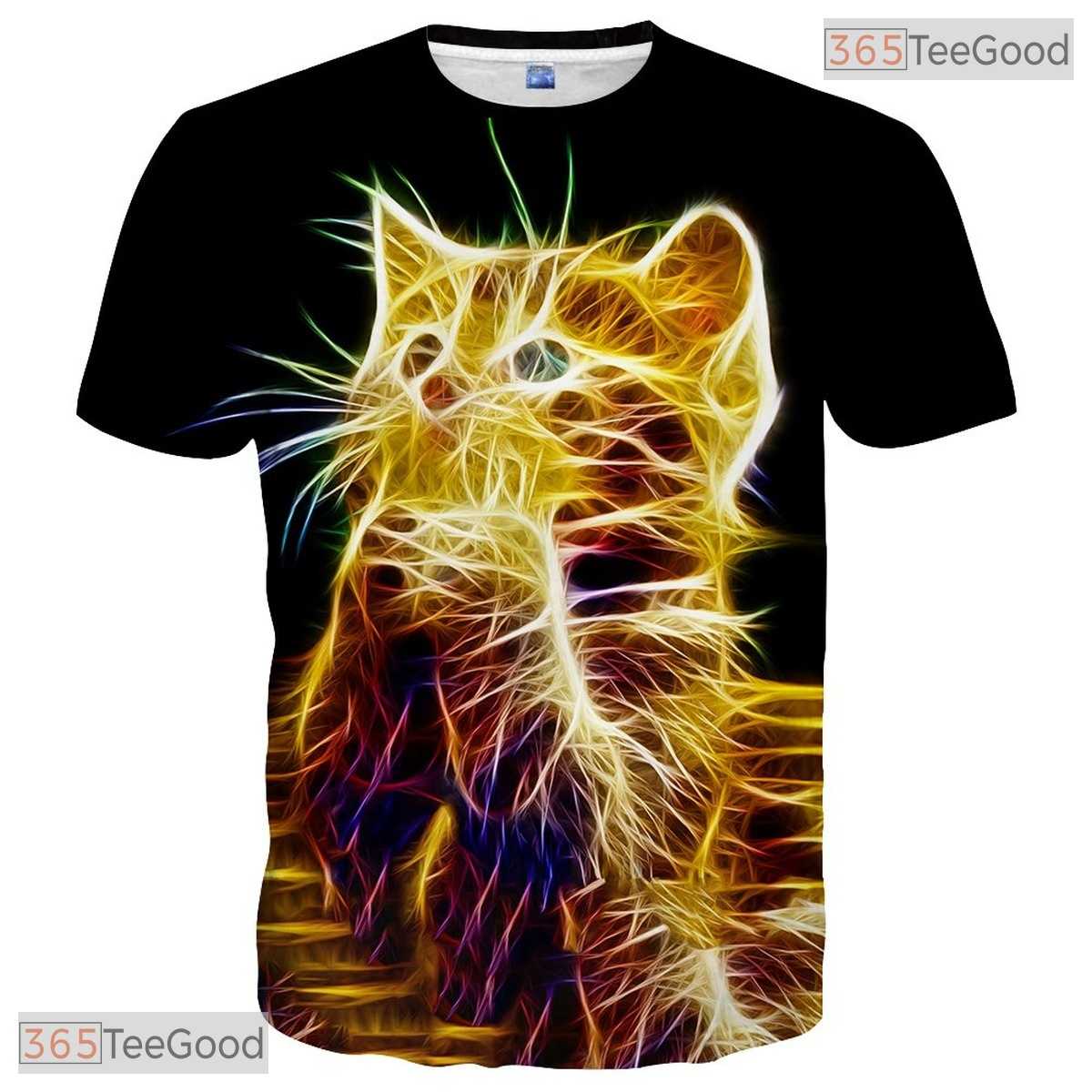 Funny Yellow Cat Animal Graphic Art Pattern 3D Printed Casual Unisex T-Shirts