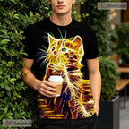 Funny Yellow Cat Animal Graphic Art Pattern 3D Printed Casual Unisex T-Shirts