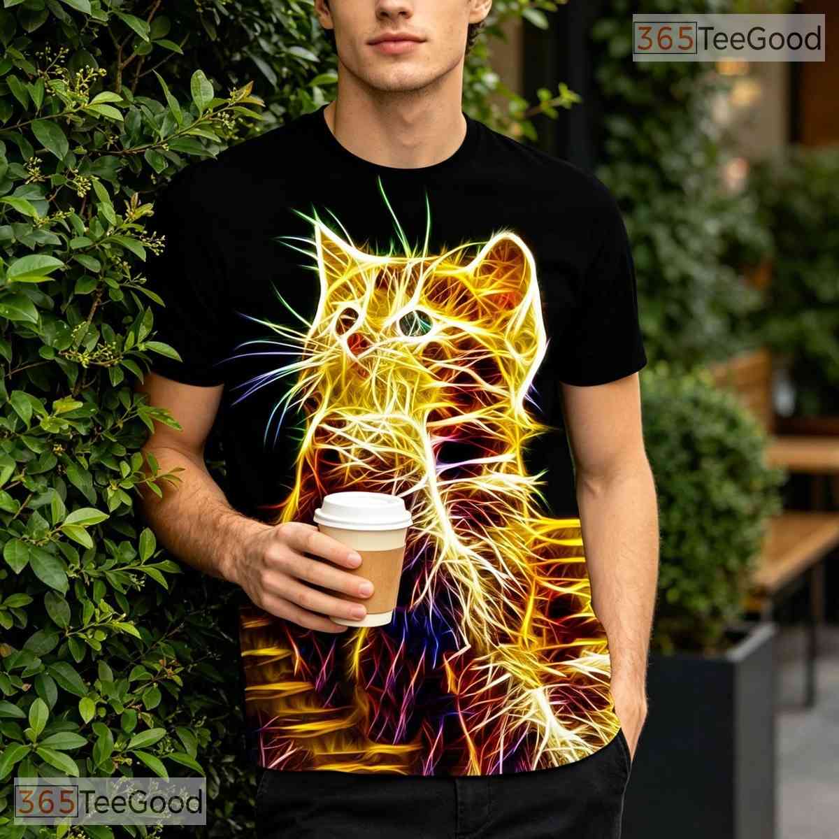 Funny Yellow Cat Animal Graphic Art Pattern 3D Printed Casual Unisex T-Shirts