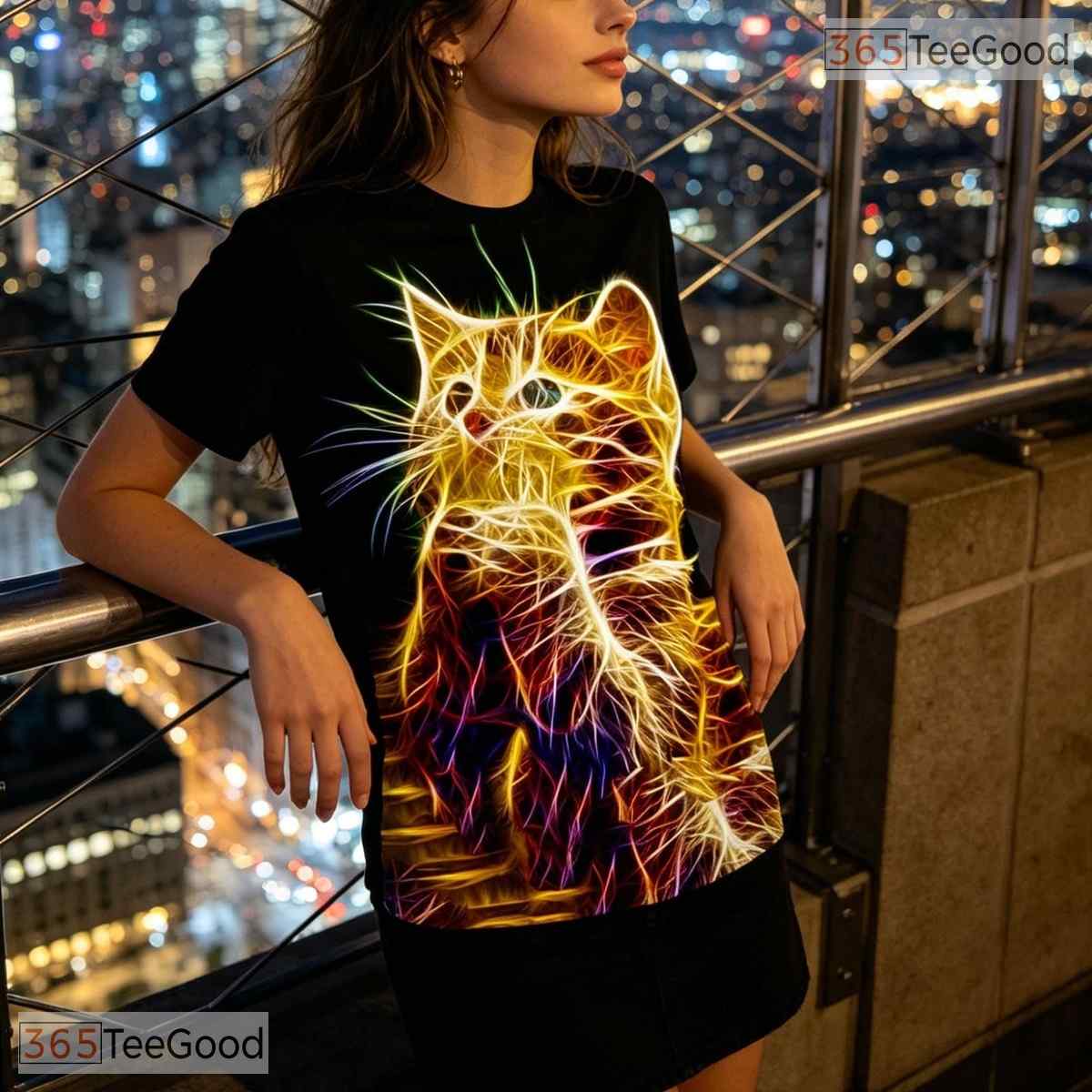 Funny Yellow Cat Animal Graphic Art Pattern 3D Printed Casual Unisex T-Shirts