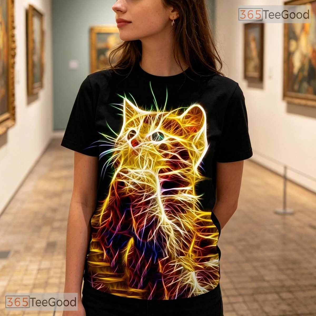 Funny Yellow Cat Animal Graphic Art Pattern 3D Printed Casual Unisex T-Shirts