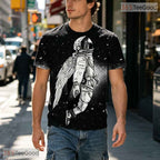 Sleek Black Modern Graphic Art Pattern Design 3D Printed Casual Unisex T-Shirt