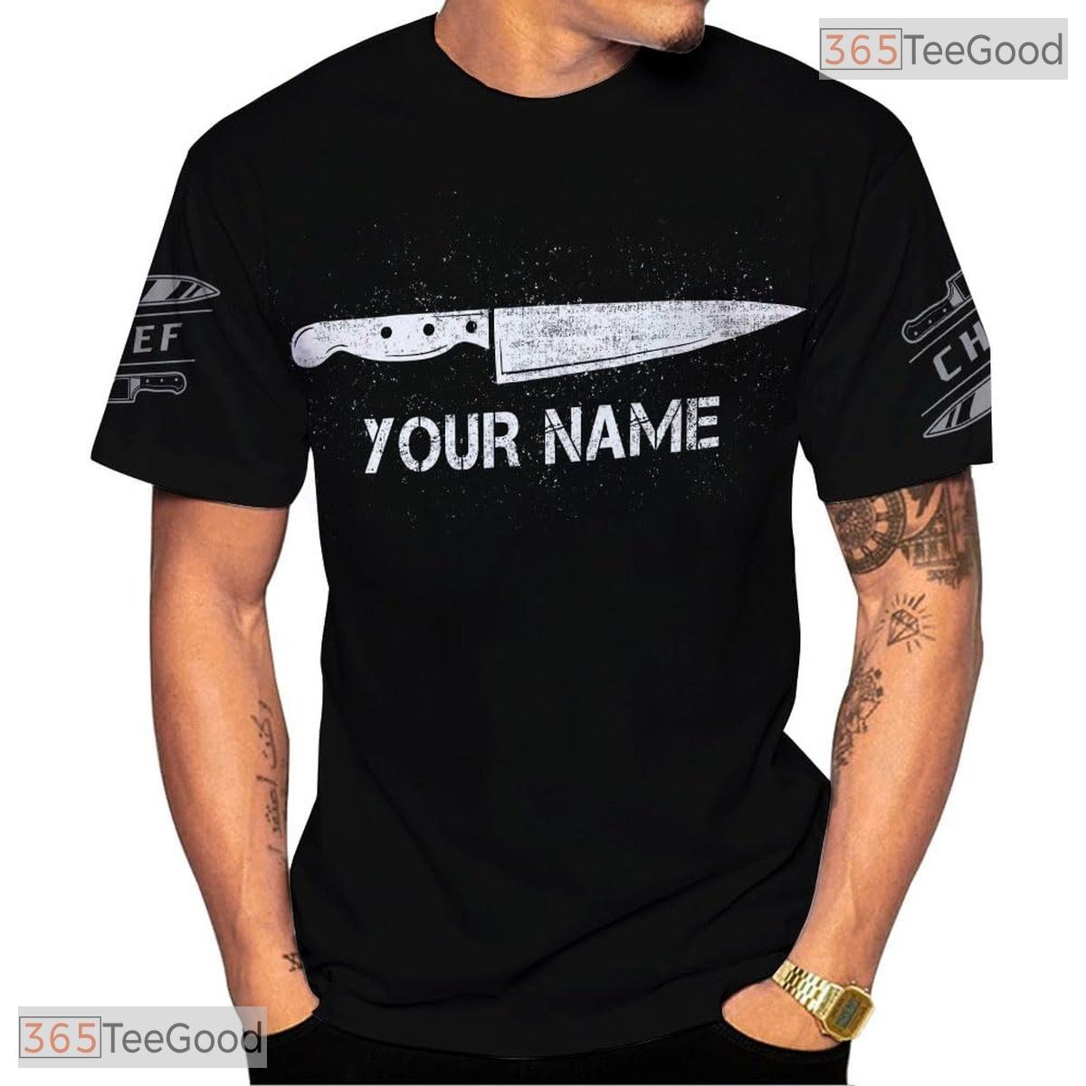 Culinary Expert Master Chef Knives 3D Pattern Graphic Shirt Unisex Gift Tee