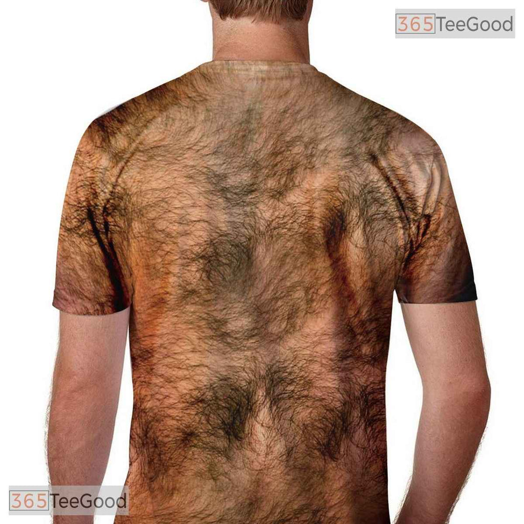 Funny Brown Hairy Chest Costume Novelty 3D Printed Casual Unisex Tee Shirt Top