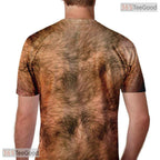 Funny Brown Hairy Chest Costume Novelty 3D Printed Casual Unisex Tee Shirt Top