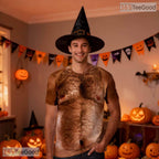 Funny Brown Hairy Chest Costume Novelty 3D Printed Casual Unisex Tee Shirt Top