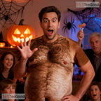 Funny Brown Hairy Chest Costume Novelty 3D Printed Casual Unisex Tee Shirt Top