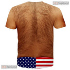 Patriotic Eagle Hairy Chest Costume Novelty 3D Printed Casual Unisex Tee Shirt