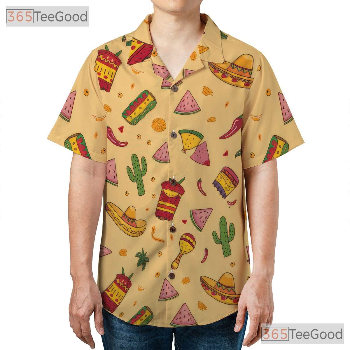 Cinco De Mayo Fiesta Pinata Sombrero Cactus Hawaiian Tee Unisex Summer Top
