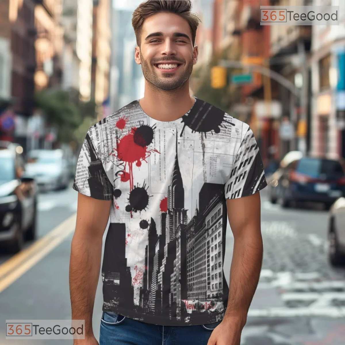 Urban Cityscape Night Graphic Art 3D Pattern Printed Casual Unisex T-Shirt Tops