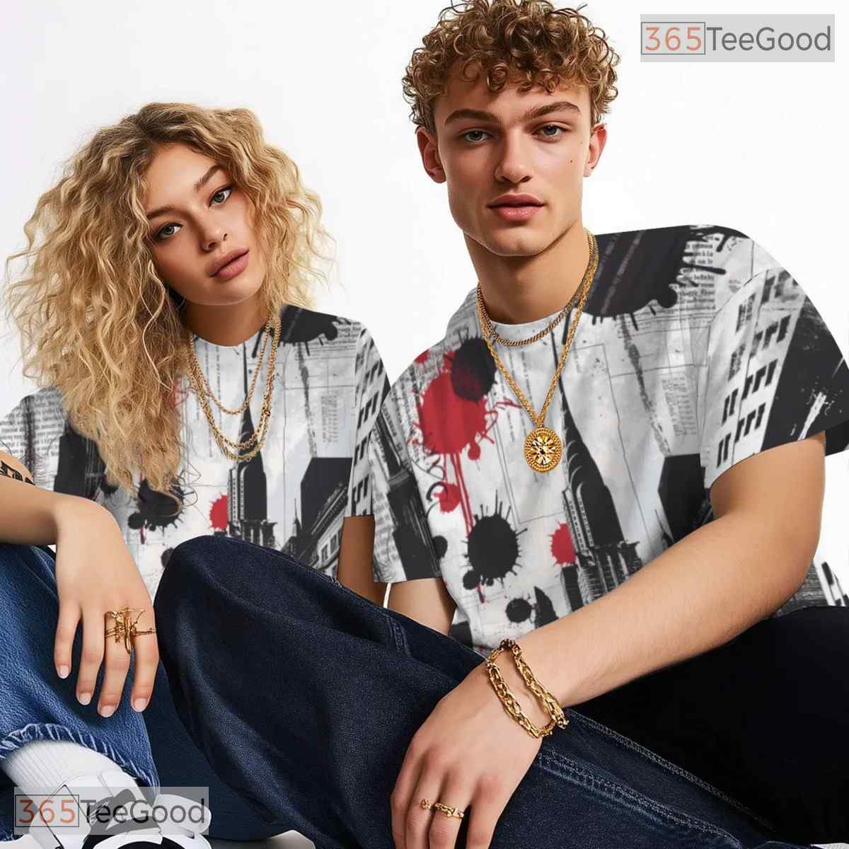 Urban Cityscape Night Graphic Art 3D Pattern Printed Casual Unisex T-Shirt Tops
