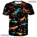Prehistoric Galaxy Space Dinosaur 3D Printed Casual Unisex Short Sleeve Shirt