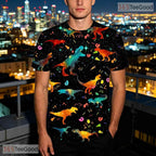 Prehistoric Galaxy Space Dinosaur 3D Printed Casual Unisex Short Sleeve Shirt