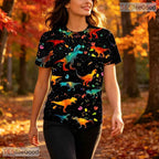Prehistoric Galaxy Space Dinosaur 3D Printed Casual Unisex Short Sleeve Shirt