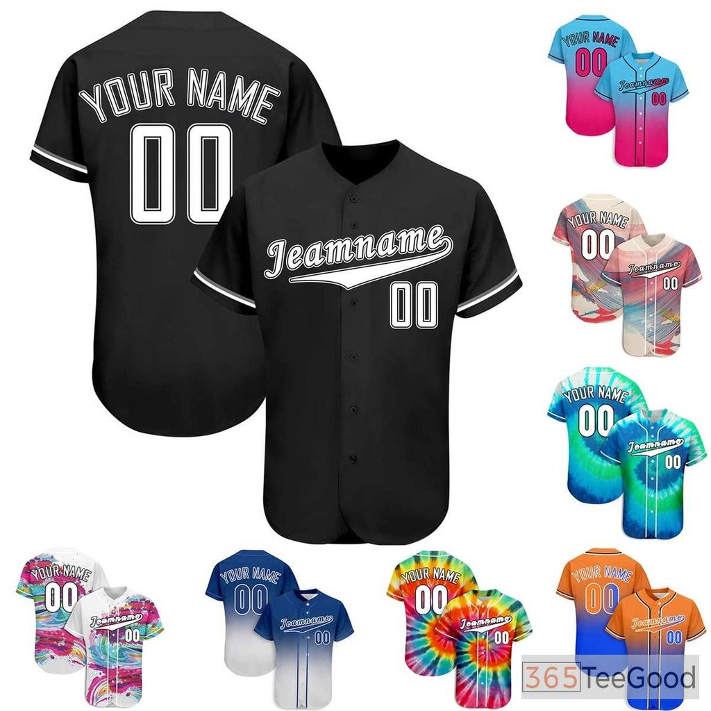 Classic Black & White Custom Baseball Jersey Button Down Personalized Unisex Shirt