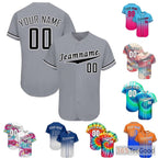 Classic Grey Custom Baseball Jersey Stitched Personalized Unisex Button Down Shirt