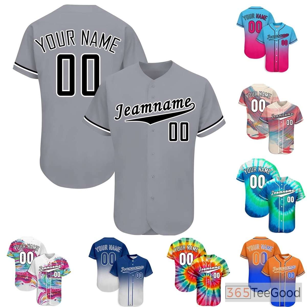 Classic Grey Custom Baseball Jersey Stitched Personalized Unisex Button Down Shirt