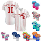 Classic Red Striped Custom Baseball Jersey Tee Personalized Unisex Sports Uniform