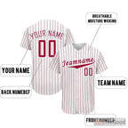 Classic Red Striped Custom Baseball Jersey Tee Personalized Unisex Sports Uniform