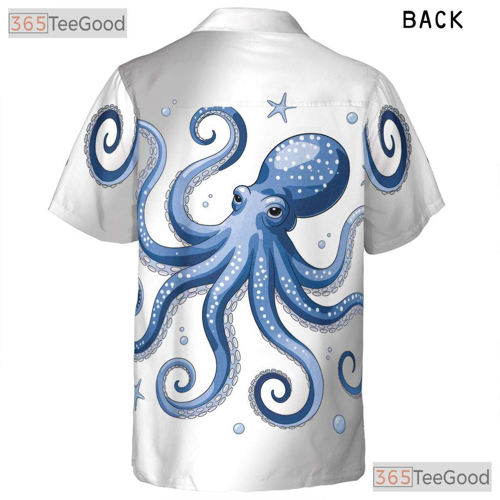 Classic Vintage Octopus Hawaiian Shirt- Unisex Summer Button-Down Beach Top