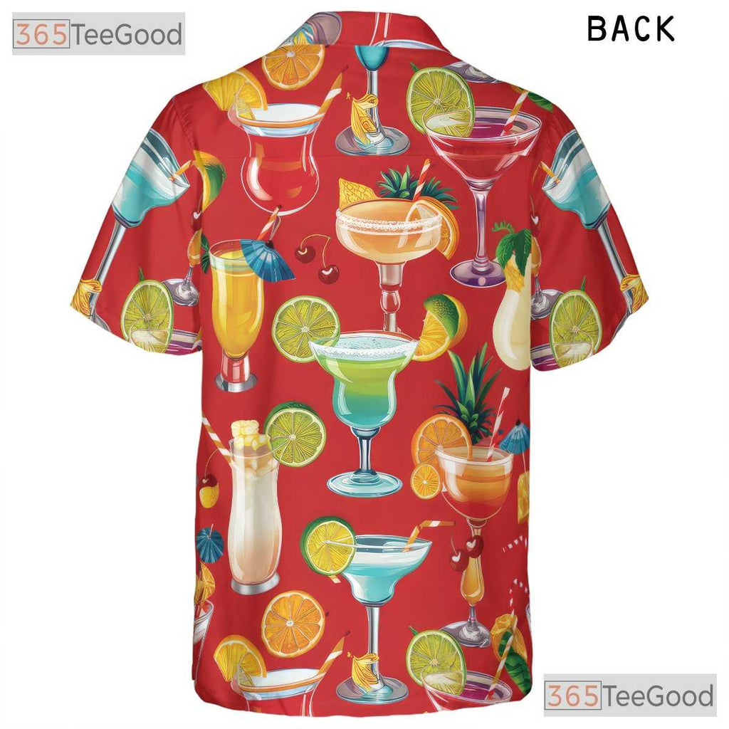Cocktail Print Tropical Aloha Beach Party Vacation Hawaiian Tee Unisex Top