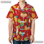 Cocktail Print Tropical Aloha Beach Party Vacation Hawaiian Tee Unisex Top