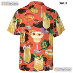 Cocktail Print Tropical Aloha Beach Vacation Party Hawaiian Shirt Unisex
