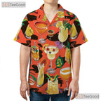 Cocktail Print Tropical Aloha Beach Vacation Party Hawaiian Shirt Unisex